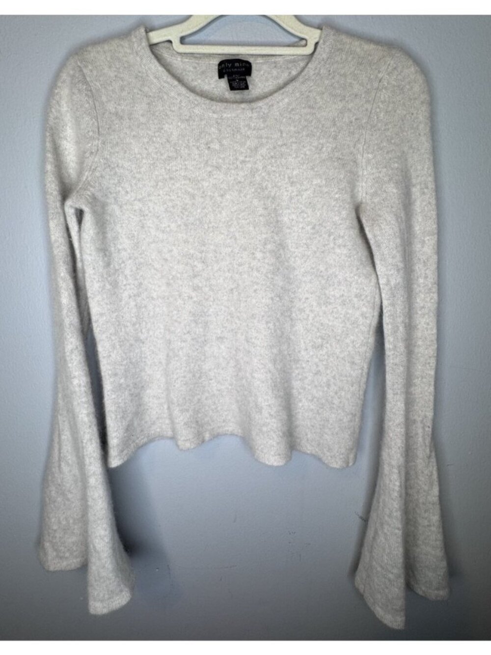 Only Mine Cashmere Sweater Grey Long Bell Sleeve Gray Fits XS/Small